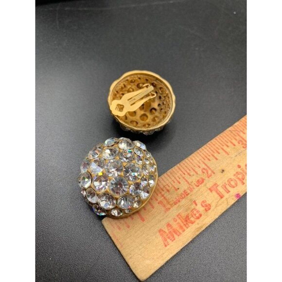 Bill Blass Rhinestones Statement Earrings Rhinestones Pave Clear Crystals - Picture 5 of 6